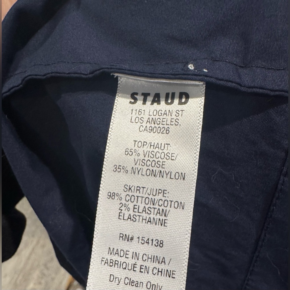 Staud navy Ysabel combo midi dress - Picture 7 of 8